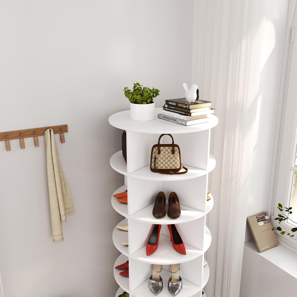 Rotating Shoe Rack, 6-Tier 360° Open-Shelf Shoe Organizer Tower, Freestanding...