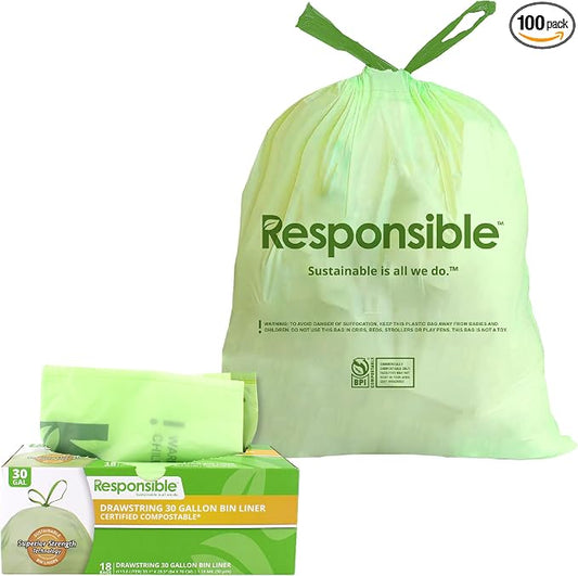 Responsible Products Kitchen Bin Liners, Certified Compostable, Heavy Duty by ResponsibleProducts%C2%AE