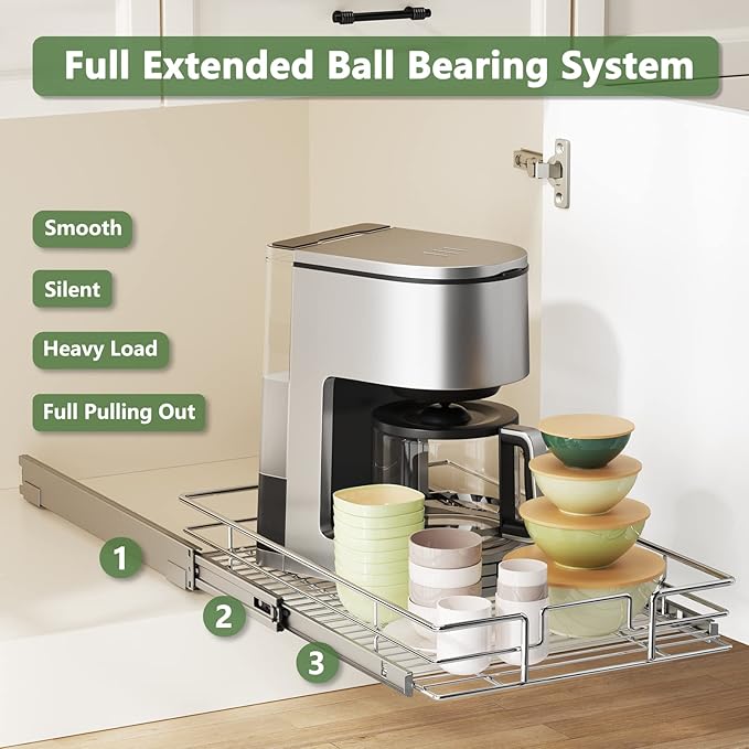 LOVMOR Pull Out Cabinet Organizer 11½" W x 21½" D, Kitchen Cabinet Pull Out - Image 2