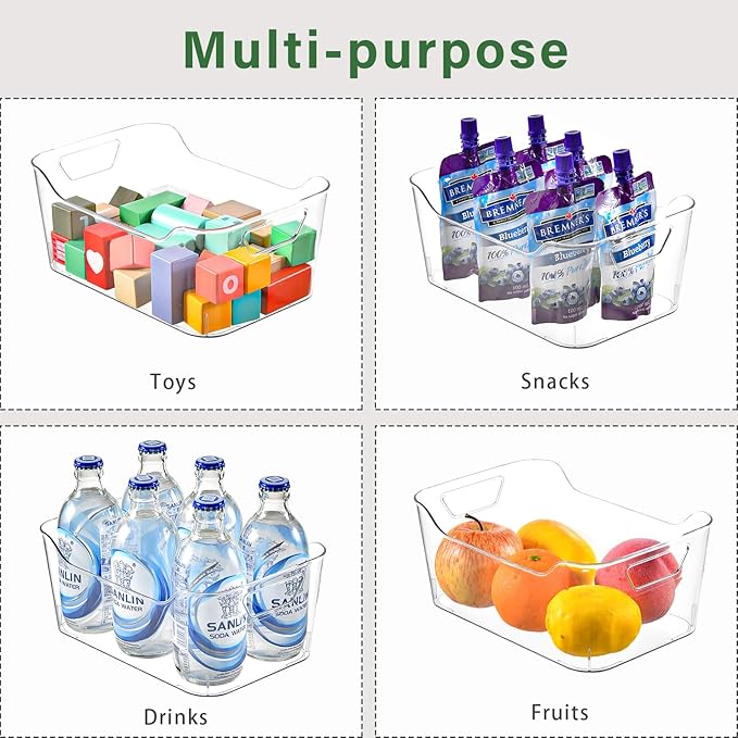 12 Pack Clear Plastic Storage Bins, Pantry Organizers and Storage, Plastic - Image 5