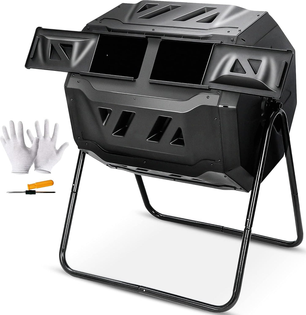 Nova Microdermabrasion 43 Gallon Compost Tumbler Bin Composter Dual Chamber BPA