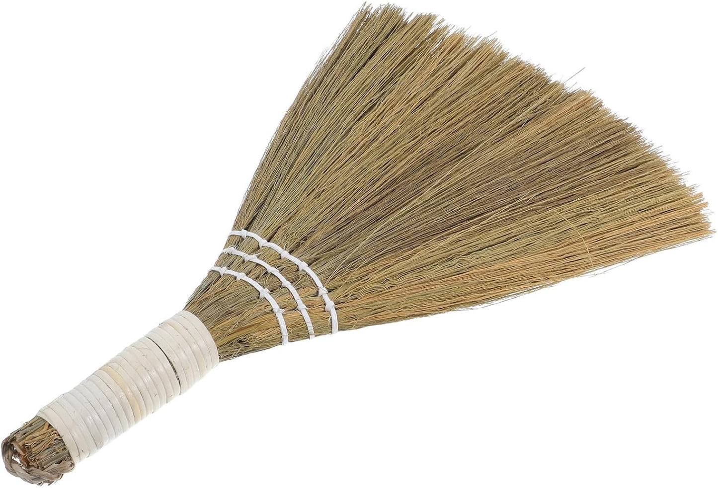 Generic Handheld Natural Straw Whisk Broom 20x28cm Small Lightweight Whisk Broom for Indoor Household Cleaning and Pet Hair Removal