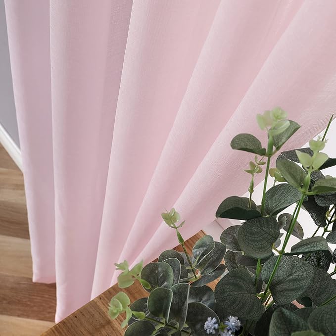 Tollpiz Short Sheer Curtain Linen Textured Living Room Curtains Sheer Light - Image 3