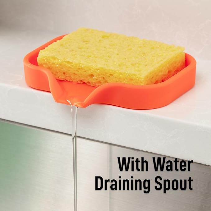 Zulay Kitchen Small Silicone Sponge Holder – Space-Saving Sink Organizer Tray - Image 8