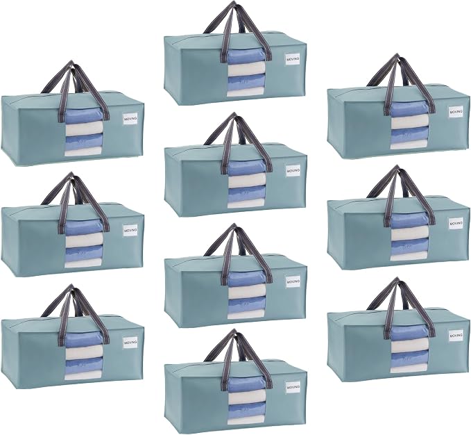 VENO 10 Pack Moving Bags for College, Heavy-Duty Storage Totes, Moving Boxes by Veno