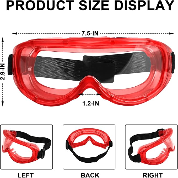 OXG 6 Pack Protective Safety Goggles Anti-Fog, Adjustable Chemical Splash Eye - Image 2