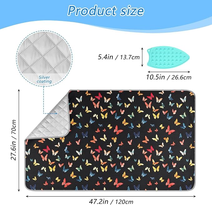 Colorful Butterfly Ironing Mat for Table top Portable Ironing Pad Blanket for - Image 2