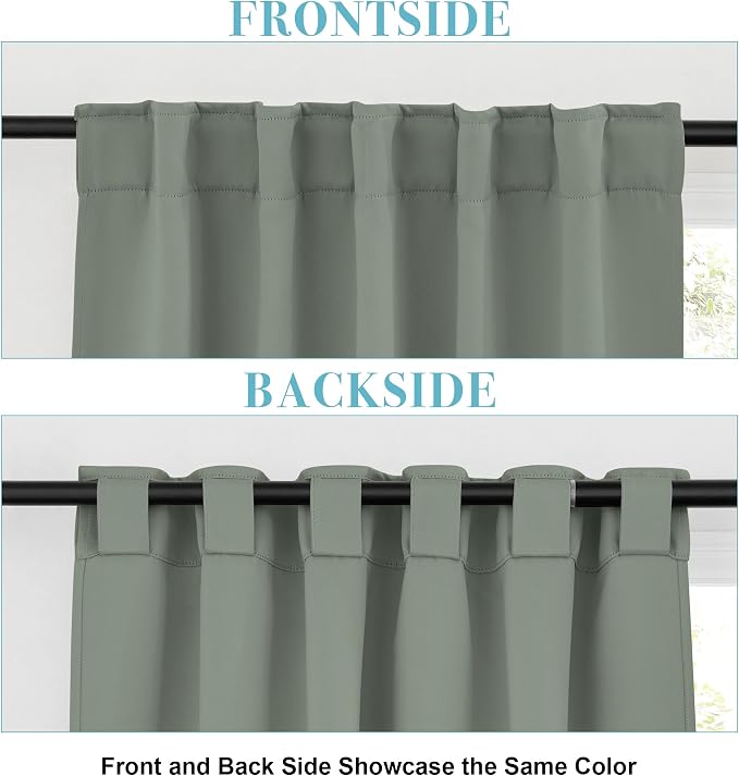 RYB HOME Sage Green Curtains for Living Room, Elegent Farmhouse Vertical Back - Image 2
