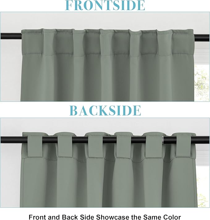 RYB HOME Small Window Curtains, W34 x L45, Sage Green, 2 Panels - Image 3