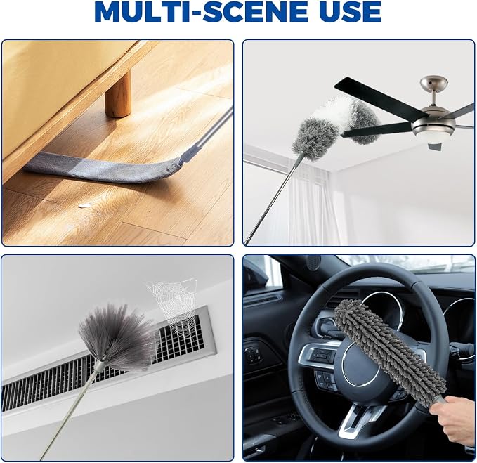 9Pcs Dusters for Cleaning Kit, Extendable Microfiber Duster Tools - Image 7