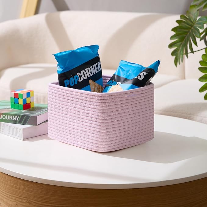 Small Organizing Baskets for Cubes Shelf, 9.7x9.7x7.1 Inch Rope Woven Storage - Image 5