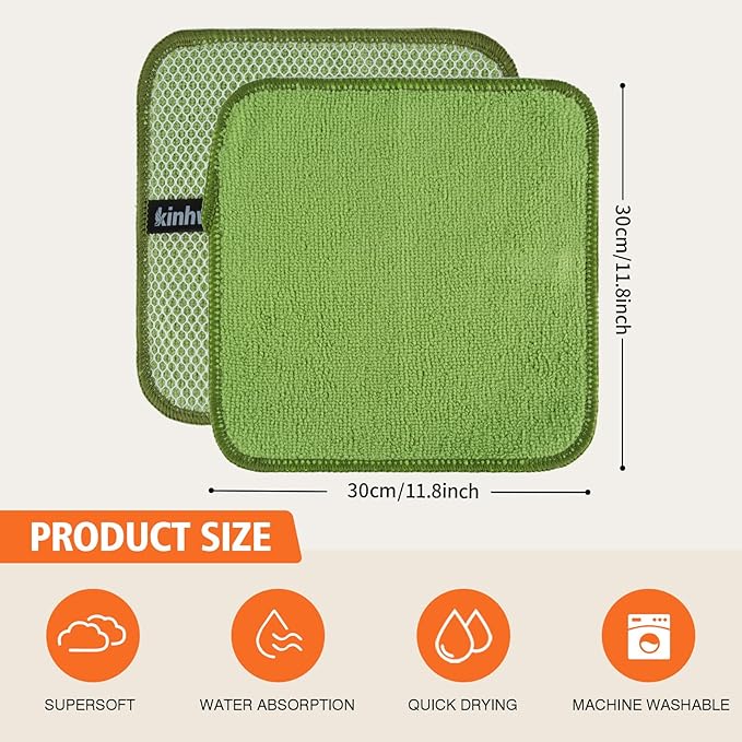 KinHwa Kitchen Washcloths for Dishes Absorbent Microfiber Dish Cloths Quick Dry - Image 8