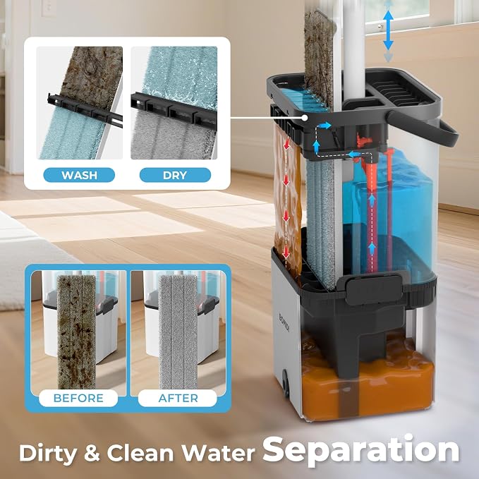 Mop and Bucket Set, Flat Microfiber Mops - Image 2