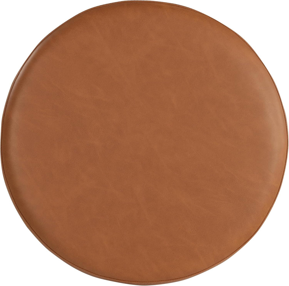 Lifestyle Solutions 19” Wentworth Ottoman Round Faux Leather Bench, Stationar...