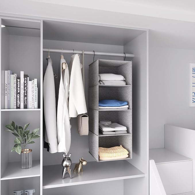 Hanging Closet Organizer, Easy Mount Collapsible 4-Shelf Camper Closet Wardrobe - Image 4