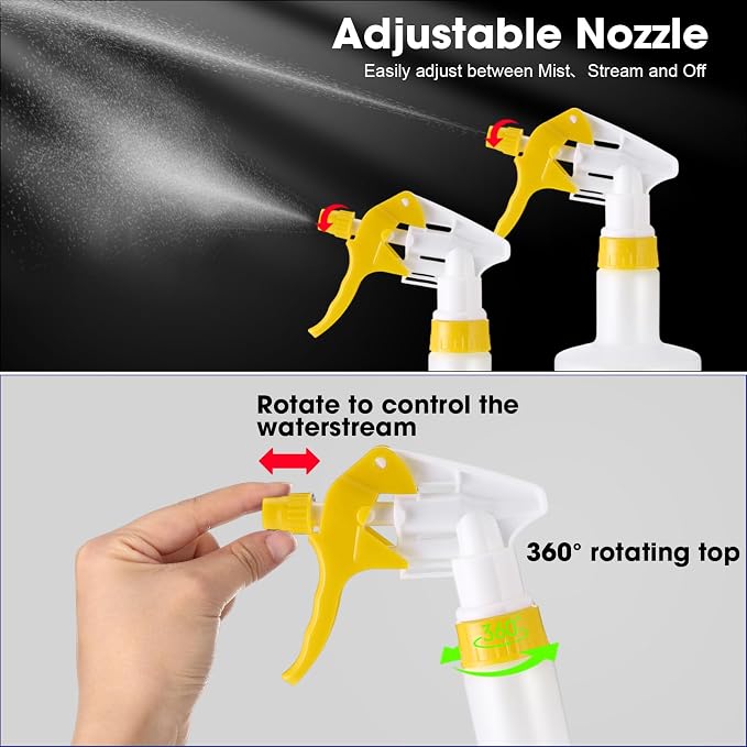 Eccliy 12 Pcs 16 Oz Plastic Spray Bottle, Adjustable Empty Reusable Sprayer - Image 6