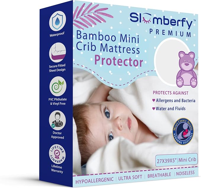 Mini Crib Mattress Protector by Slumberfy, Waterproof and Hypoallergenic by Slumberfy