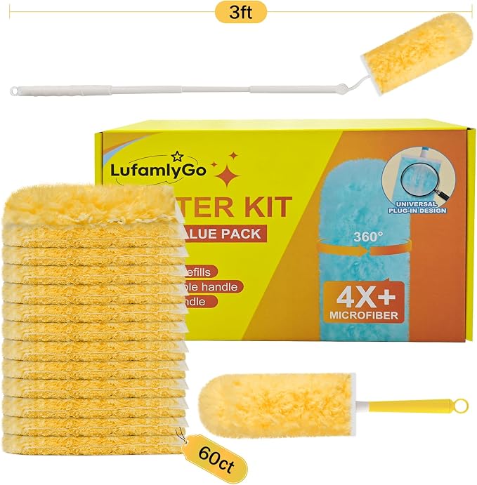 60ct 360° Heavy Duty Duster Refills Kit by LufamlyGo