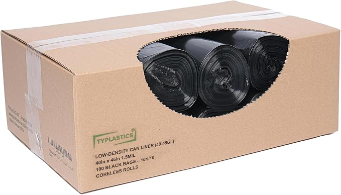 TYPLASTICS 40-45 Gallon Trash Bags Can LIners Heavy Duty 40x46" 1.5 Mil - Image 6