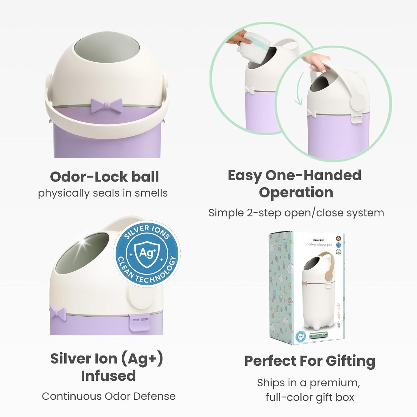 iTouchless 4 Gal Kids Room Wastebasket | Odor-Sealing Bin | Orchid Purple | Rotating Ball Seal Traps Smells | Vibrant Accent Color for Any Bedroom | Flip-Up Handle Opens With A Free Hand Every Time