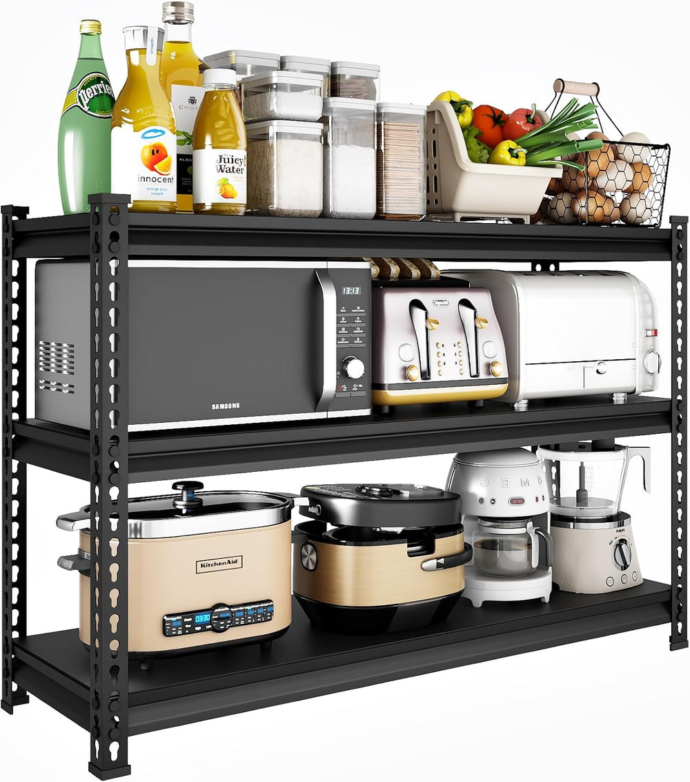48" W Garage Shelving Heavy Duty, 1500LBS Loads Adjustable Garage Storag...