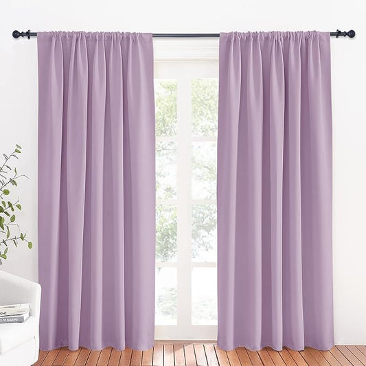 RYB HOME 70 inch Wide Curtains Blackout, Solid Durable Room Darkening Drapes by RYBHOME