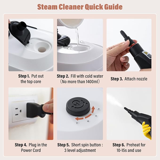 Lamberia 2500W Handheld Pressurized Steam Cleaner - Image 3