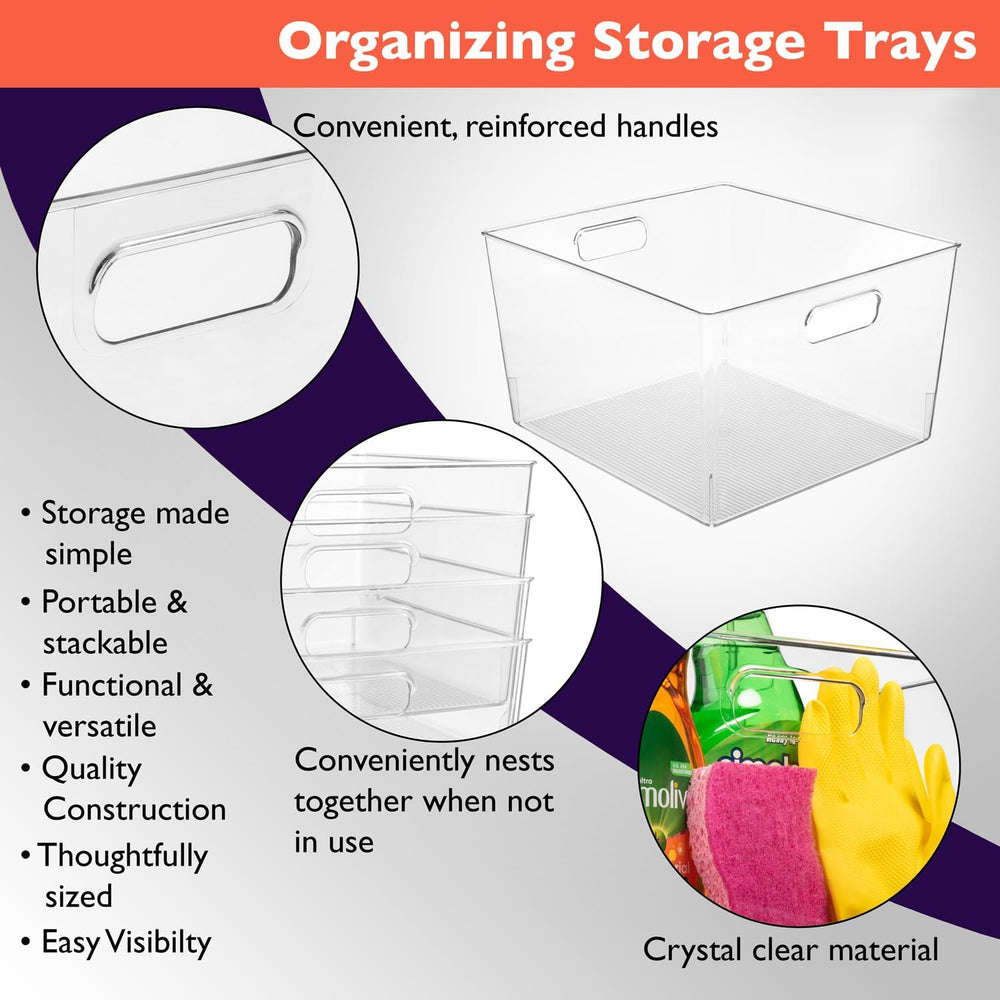 ClearSpace Clear Plastic Storage Bins for Kitchen, Fridge, Pantry, 6 Pack