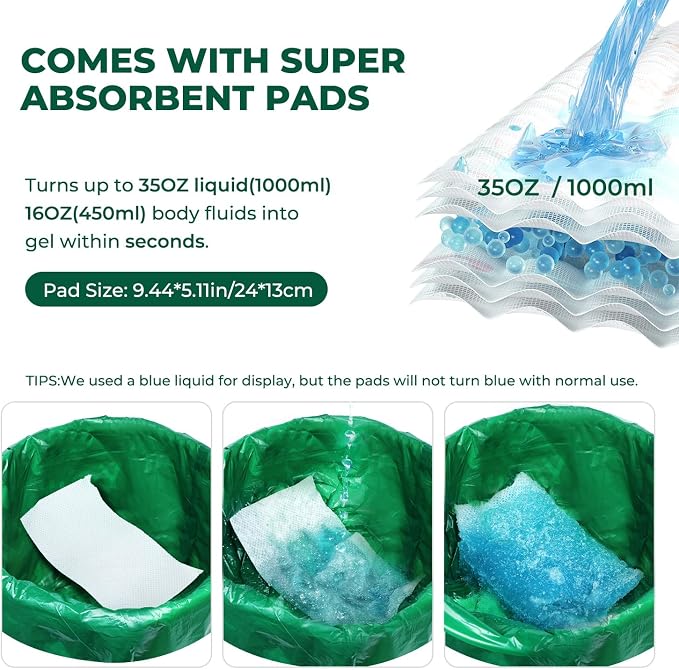 Commode Liners with Absorbent Pads, Universal Disposable Commode/Bed Pan Liners - Image 4
