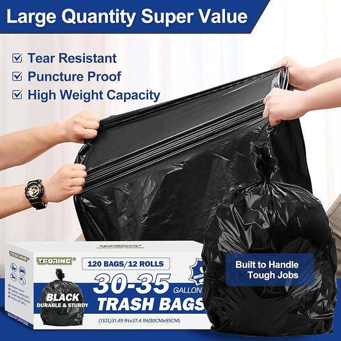 30-35 Gallon Black Trash Bags 120 Count - Image 4