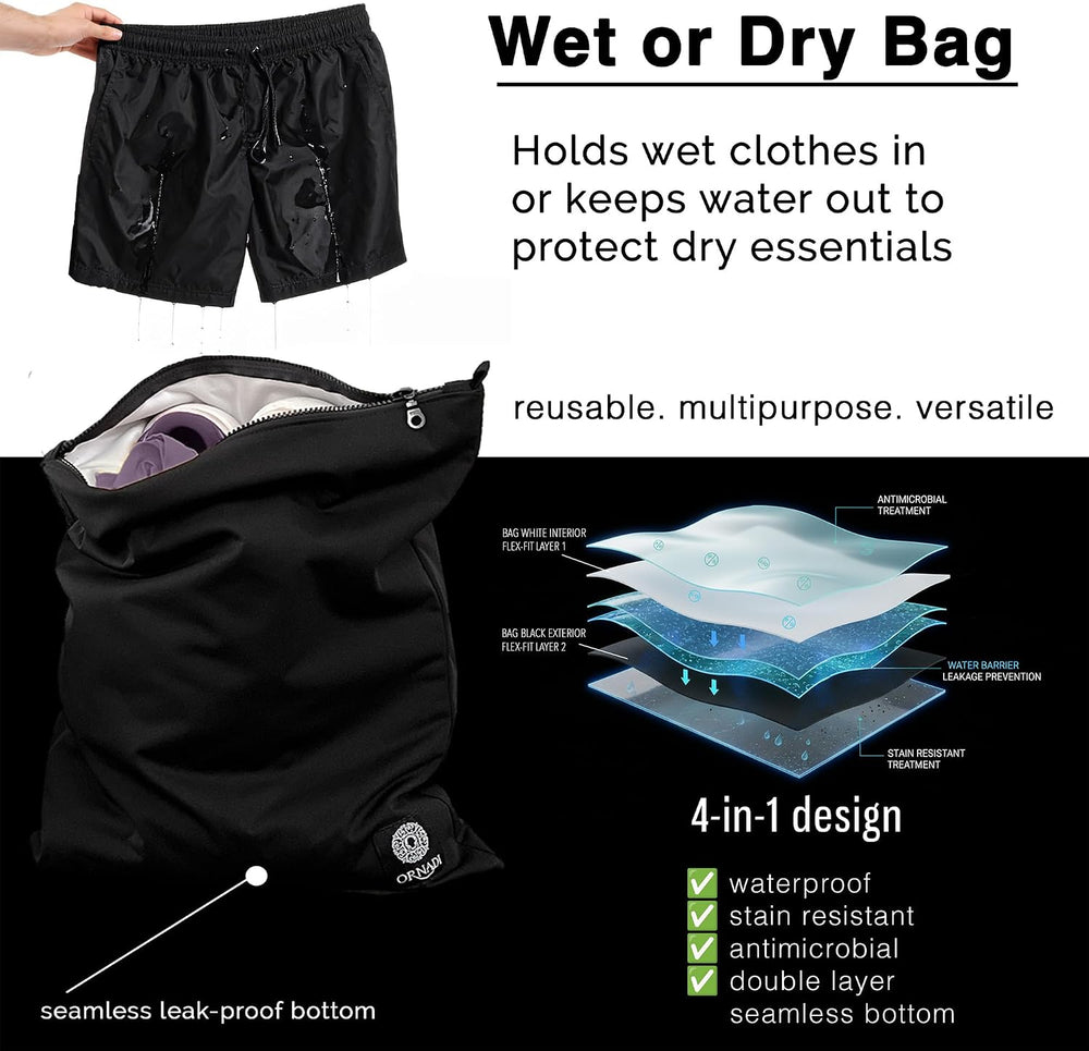 Ornadi Antimicrobial Sweaty Wet Clothes Bag Waterproof Odor Mildew Control