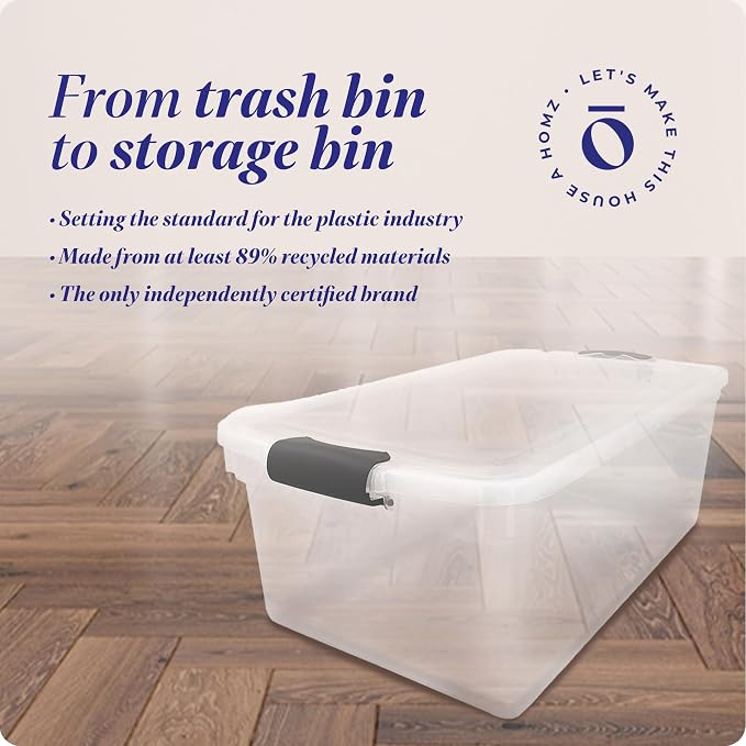 HOMZ 2-Pack Latching Lid, Large Clear Plastic Storage Bins - Image 7