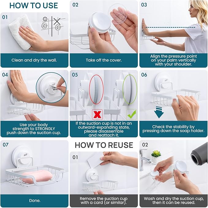 TAILI Soap Holder Bar Dish Suction Cup, Bar Shampoo Rack - Image 5