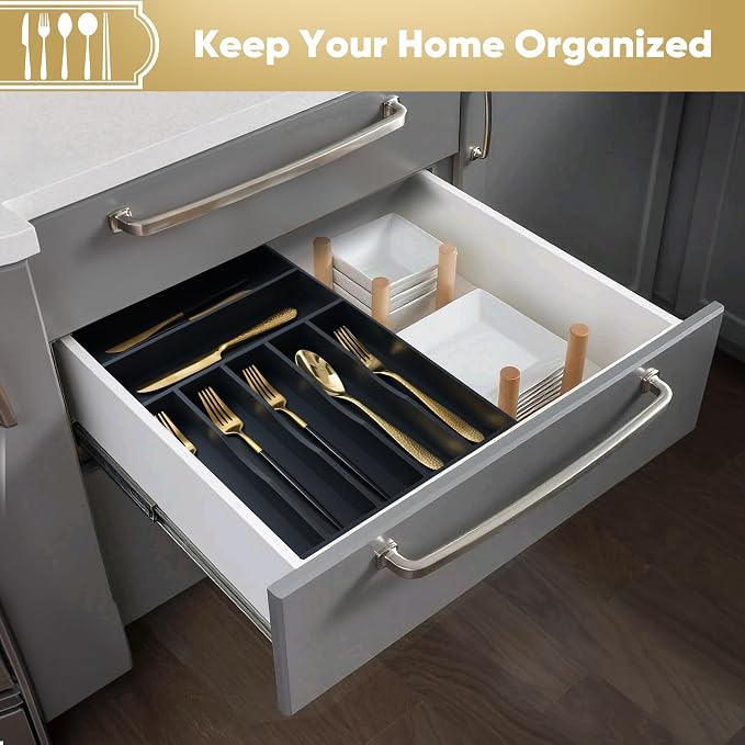 Silverware Organizer, 12.5 Inch Utensil Organizer Kitchen Drawer Organizer - Image 5