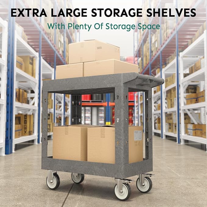 Utility Cart on Wheels, 1000 lbs Capacity Rolling Service Cart, 34 x 17 Inch - Image 6