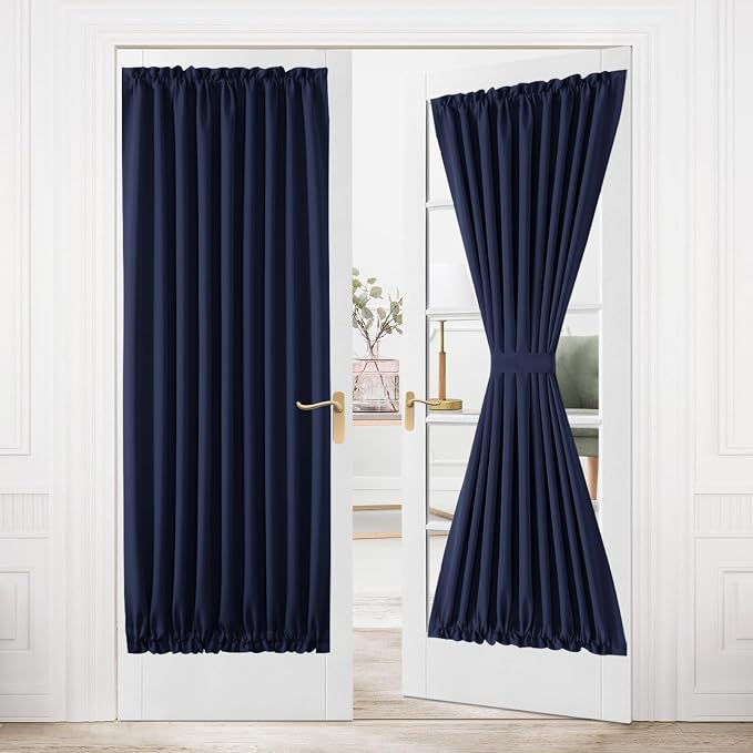 DWCN French Door Curtains Rod Pocket Thermal Blackout Curtain by DWCN