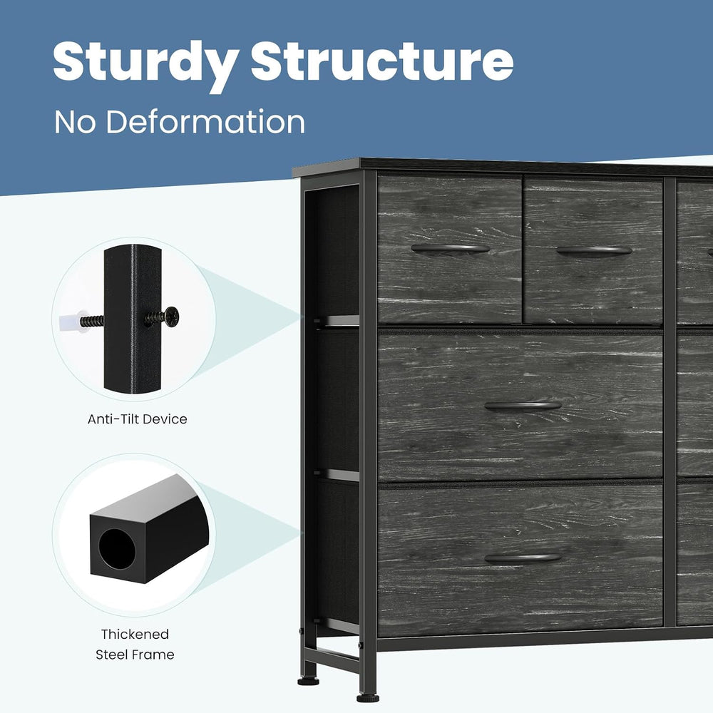 DUMOS Dresser for Bedroom with 8 Fabric Drawers, Wide Fabric Dresser