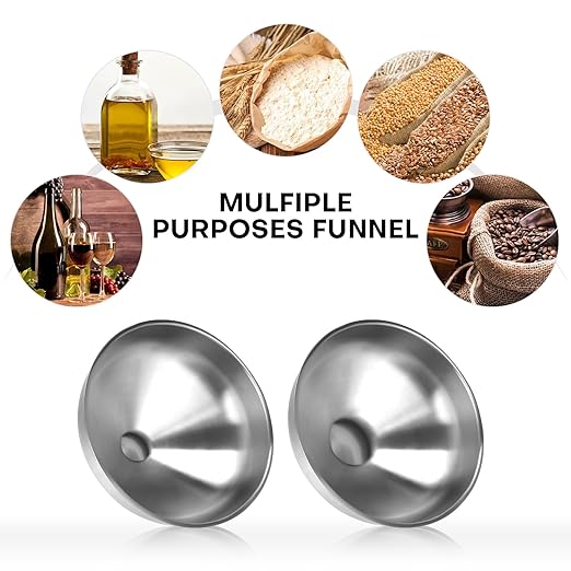 Stainless Steel Metal Funnel Set of 2, Kitchen Filling Funnel and, Practical - Image 3