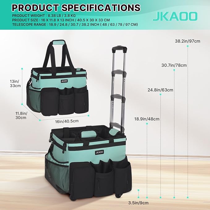 Large Rolling Cleaning Caddy Bag