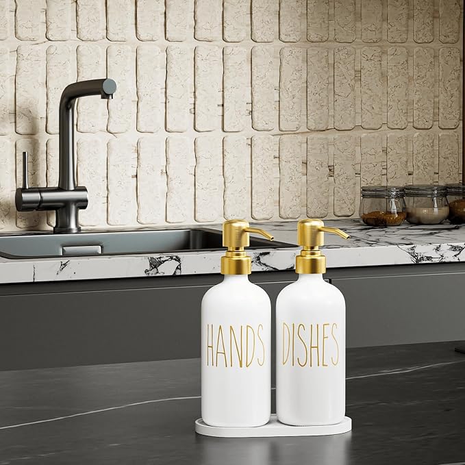 MOMEEMO Kitchen Soap Dispenser Set, Contains Dish and Hand Soap Dispenser - Image 3