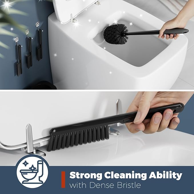 Toilet Brush, 3 Pack Toilet Brush and Holder Set Bathroom Accessories, Toilet - Image 3
