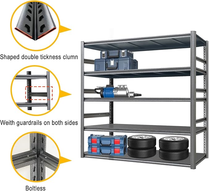 Storage Shelf 5-Tier Garage Shelving, Industrial Shelving - Image 5