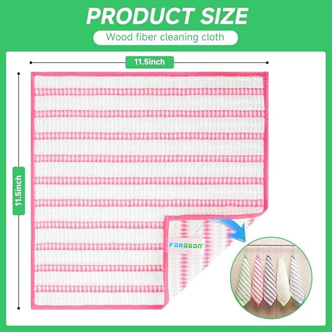 Wood Fiber Cleaning Cloth-15pcs, Super Absorbent Cleaning Cloth, No Oil Stains - Image 2