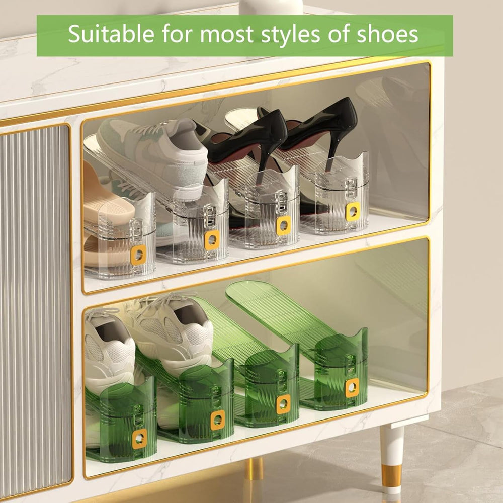 12 Pack Shoe Slot Organizers Clear Shoe Stacker Organizer for Closet Shoe Hol...