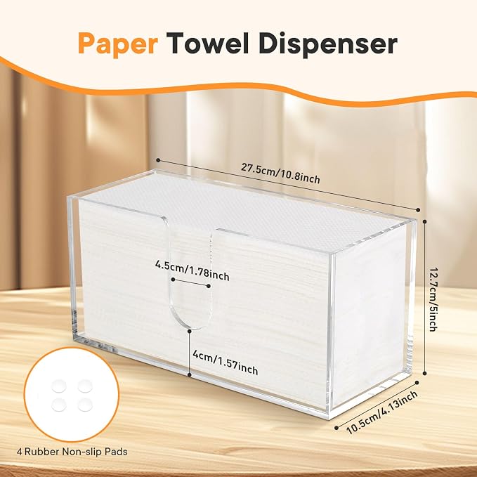 Acrylic Paper Towel Dispenser, Paper Towel Holder Countertop Clear Multi - Image 3