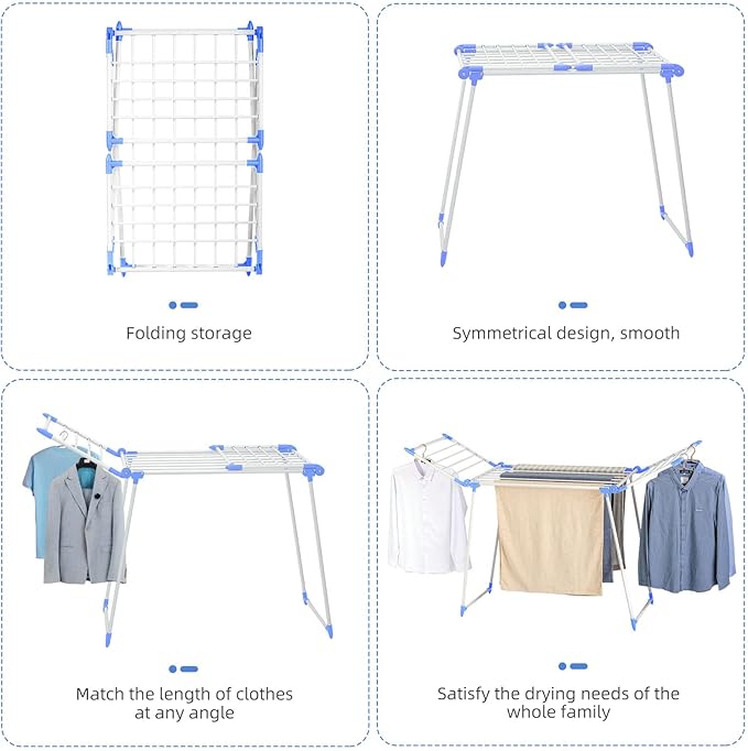 Clothes Drying Rack, Gullwing Laundry Rack, Collapsible, Space-Saving Laundry - Image 3