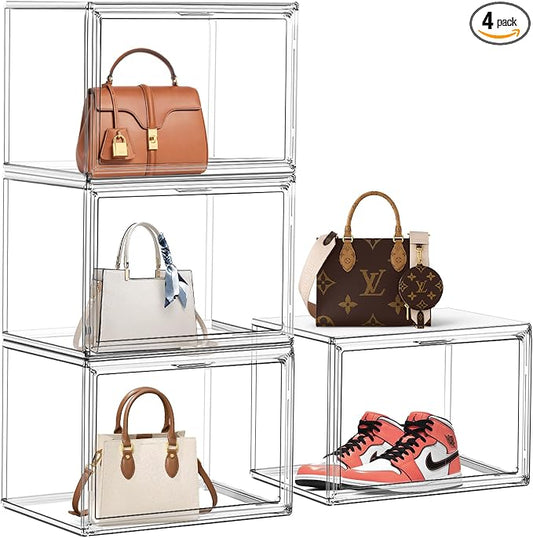 4Pack Clear Shoe Box Organizer, Acrylic Display Cases by EDSFAM