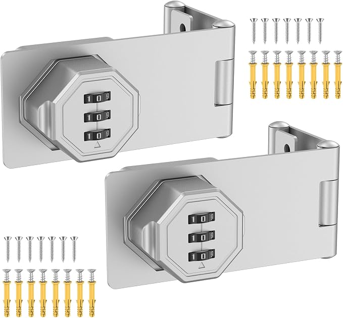 90 Degree 3-Digit Combination Cabinet Lock, Zinc Alloy Keyless Folding Hasp by BiceNoning