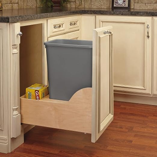Rev-A-Shelf Pullout Trash Can for Kitchen Cabinet, Single 50 Qt Bin - Image 3
