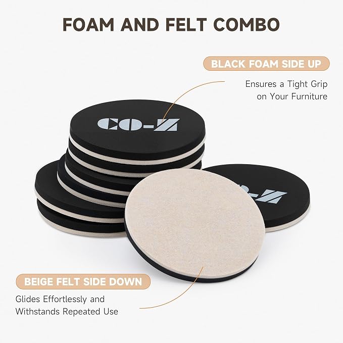 CO-Z 8pcs Felt Furniture Sliders - Image 4